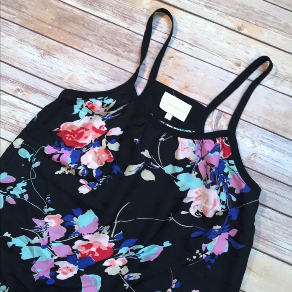 NWOT Yumi Kim Black Floral Racerback Blouse